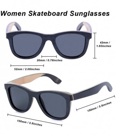 Sport Women Skateboard Wood Sunglasses Polarized Men Sun Shades with Bamboo Case - Black Frame Gray Lens - C318C4ZW3XI $52.31