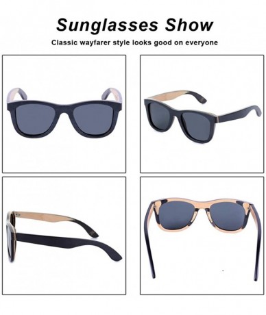 Sport Women Skateboard Wood Sunglasses Polarized Men Sun Shades with Bamboo Case - Black Frame Gray Lens - C318C4ZW3XI $52.31