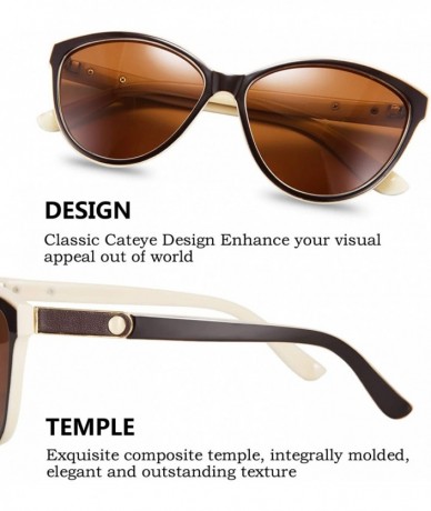 Sport Classic Cateye Polarized Sunglasses for Women 100% UV Protection B2512 - Brown&ivory - CT18WD4RQUG $27.03