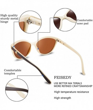 Sport Classic Cateye Polarized Sunglasses for Women 100% UV Protection B2512 - Brown&ivory - CT18WD4RQUG $27.03