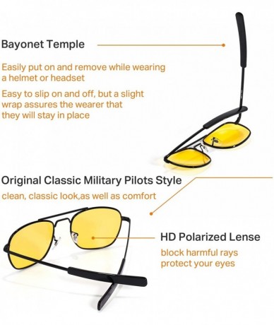 Square Mens Aviator Sunglasses 55mm Polarized Pilot Military Square Shades with Bayonet Temples - C818YHLDO25 $30.52