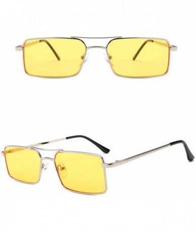 Oversized Classic Retro Designer Style Rectangle Sunglasses for Women Metal PC UV 400 Protection Sunglasses - Yellow - CY18SA...