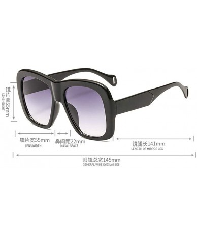 Square 2019 new fashion trend big box two-color unisex luxury brand designer sunglasses UV400 - Black - CE18NC04NHI $22.35