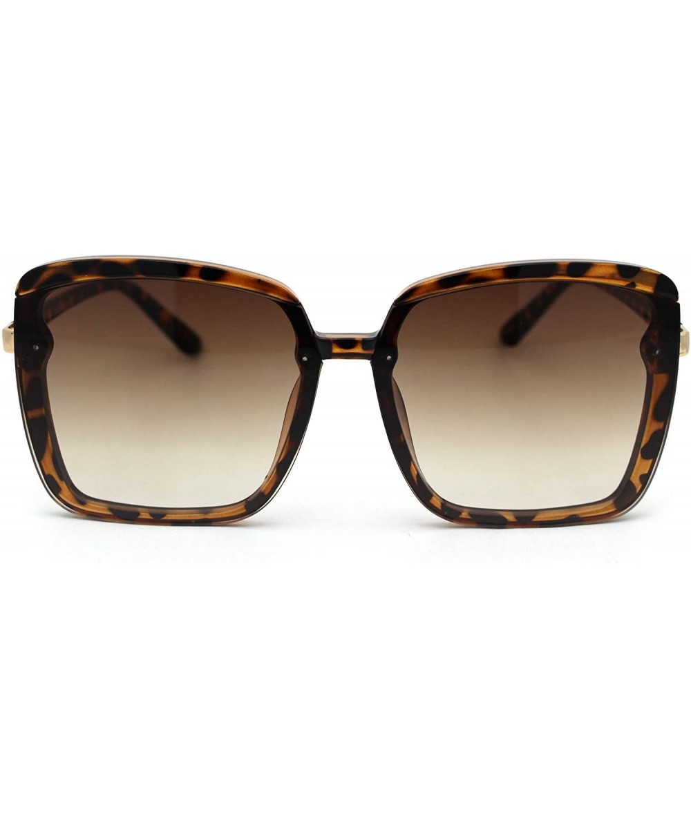 Butterfly Womens Designer Fashion Rectangular Half Rim Sunglasses - Tortoise Brown - CE18YW8DGHG $22.60