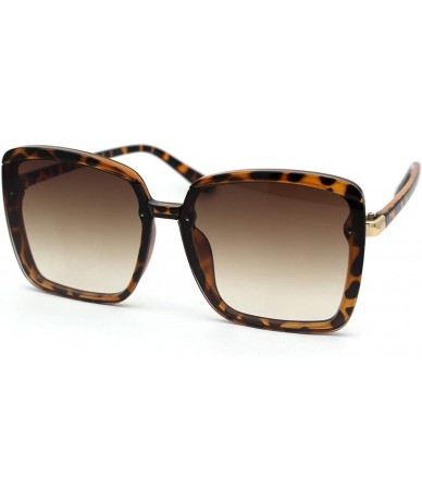 Butterfly Womens Designer Fashion Rectangular Half Rim Sunglasses - Tortoise Brown - CE18YW8DGHG $22.60