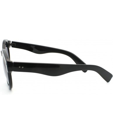 Wayfarer Designer Thick Plastic Frame Keyhole Horn Rim Sunglasses - Black - CG11CQHWVH7 $19.31