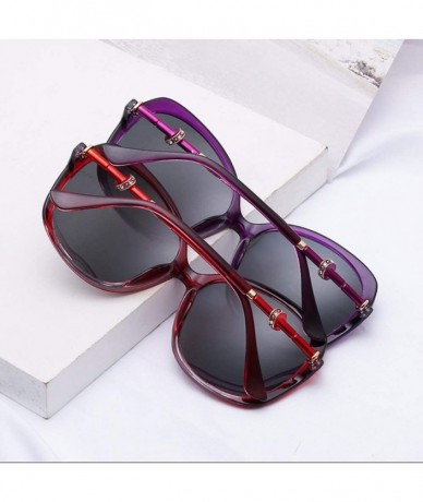 Oversized Polarized Sunglasses Fashion Driving Sunglasses Diamond Ladies Anti-ultraviolet - D - CW18Q88U26A $45.61