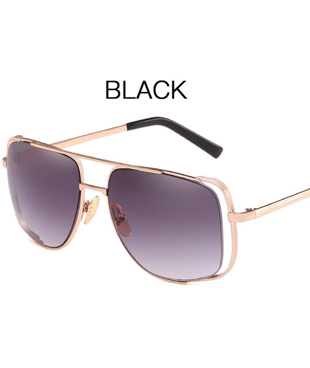 Aviator Sunglasses European and American Men's Sunglasses Metal Sunglasses Large Frame Sunglasses Retro - F - CZ18Q92XORQ $57.21