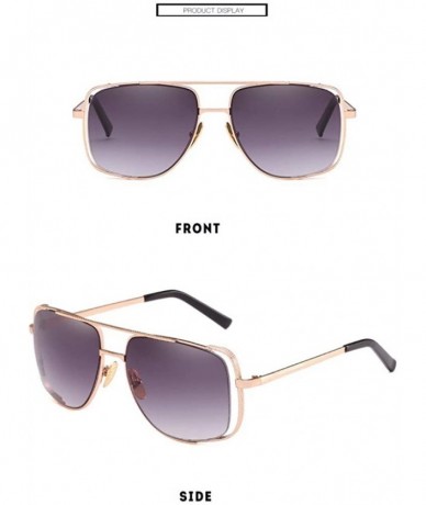 Aviator Sunglasses European and American Men's Sunglasses Metal Sunglasses Large Frame Sunglasses Retro - F - CZ18Q92XORQ $57.21