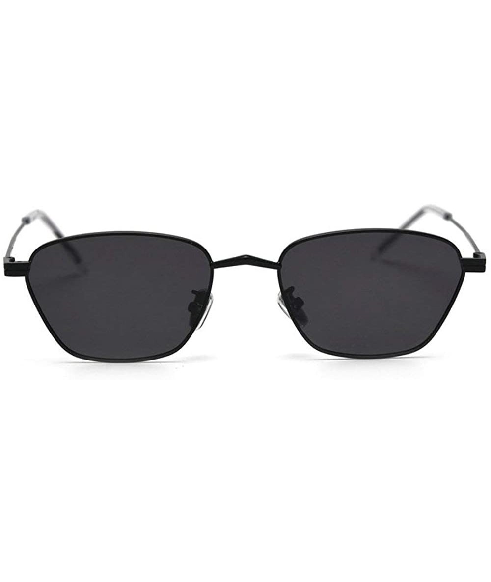 Square New retro small square square unisex brand luxury designer polarized sunglasses UV400 - Black - CQ18RAWI2EH $25.51