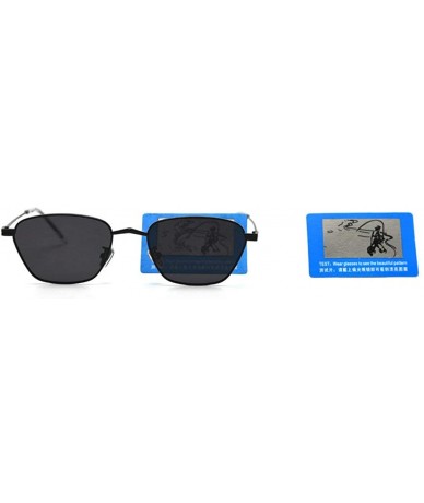 Square New retro small square square unisex brand luxury designer polarized sunglasses UV400 - Black - CQ18RAWI2EH $25.51