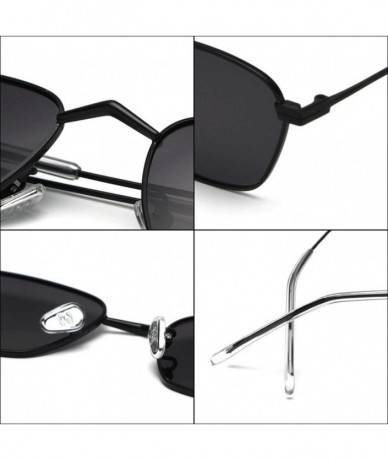 Square New retro small square square unisex brand luxury designer polarized sunglasses UV400 - Black - CQ18RAWI2EH $25.51