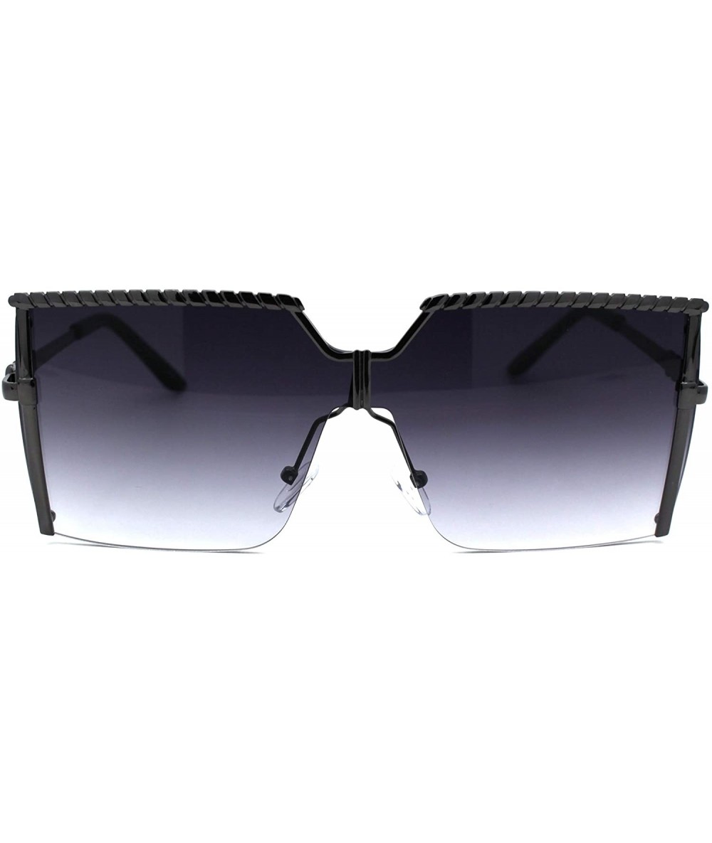 Butterfly Womens Luxury Nouveau Metal Half Rim Oversize Rectangle Sunglasses - Gunmetal Smoke - CD18W4HOZDR $26.71