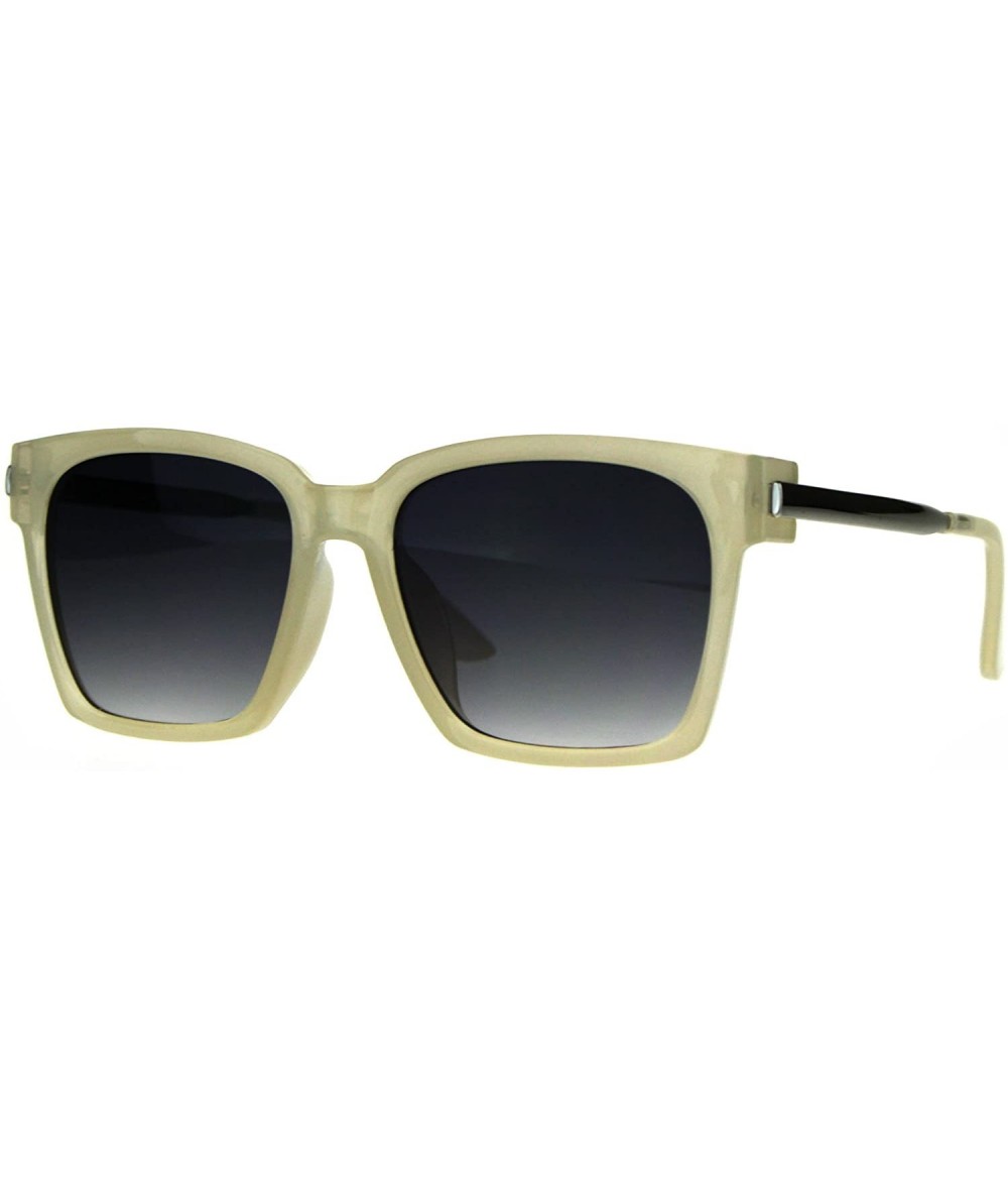 Rectangular Retro Boyfriend Plastic Rim Horned Hipster Sunglasses - Beige Smoke - CX187W2YH44 $19.85