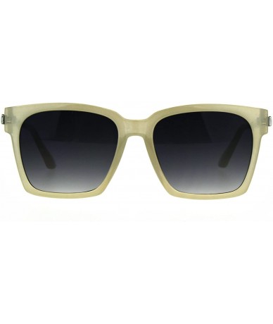 Rectangular Retro Boyfriend Plastic Rim Horned Hipster Sunglasses - Beige Smoke - CX187W2YH44 $19.85