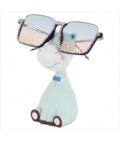 Oversized Oversized Diamond Sunglasses for Women Square Bling Rhinestone Shades - Green B - CW18ZYWY00Z $33.23