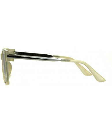 Rectangular Retro Boyfriend Plastic Rim Horned Hipster Sunglasses - Beige Smoke - CX187W2YH44 $19.85