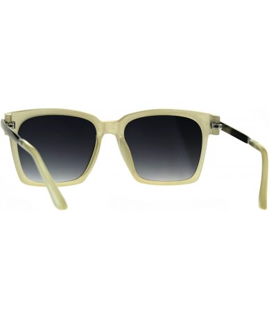 Rectangular Retro Boyfriend Plastic Rim Horned Hipster Sunglasses - Beige Smoke - CX187W2YH44 $19.85