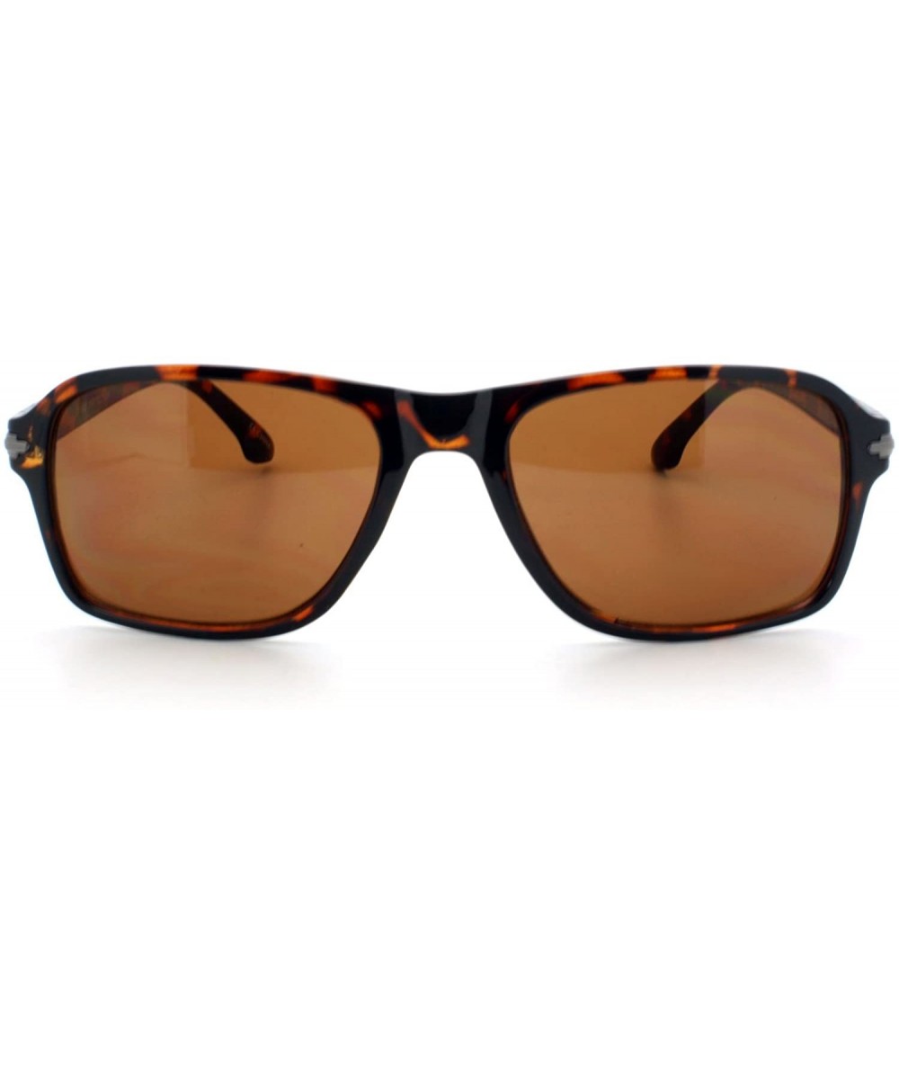 Rectangular Mens Simple Minimal Narrow Rectangular Thin Plastic Sunglasses - Tortoise - CL11YHV51IB $19.11