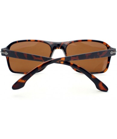 Rectangular Mens Simple Minimal Narrow Rectangular Thin Plastic Sunglasses - Tortoise - CL11YHV51IB $19.11