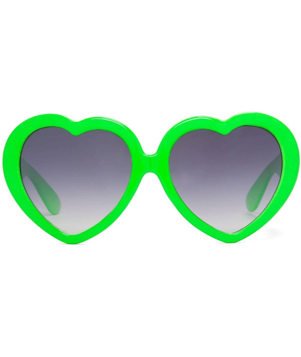 Oversized Oversized Heart Shaped Sunglasses - Lime - CO12NYKKW3L $18.87