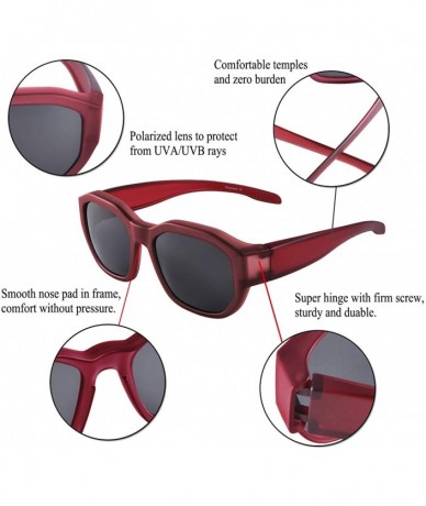 Rectangular Polarized Fit Over Glasses Sunglasses Wear Over Prescription Glasses for Women and Men - Red - CE199EAYE3E $27.39