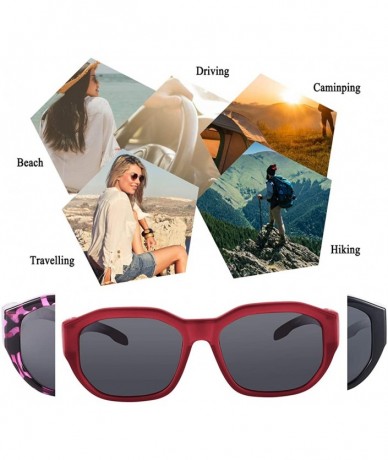 Rectangular Polarized Fit Over Glasses Sunglasses Wear Over Prescription Glasses for Women and Men - Red - CE199EAYE3E $27.39