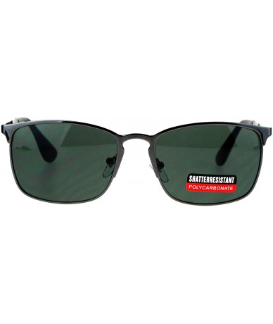 Rectangular Fashion Unisex Sunglasses Classic Metal Rectangular Frame UV 400 - Gunmetal (Green) - CX184W60D2I $20.97