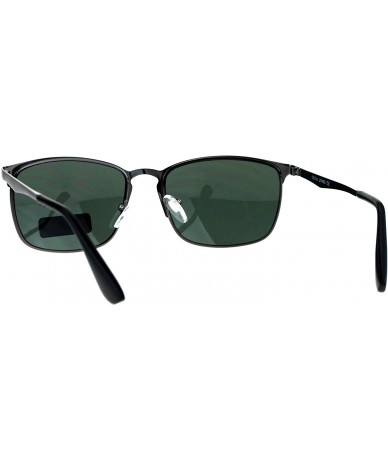 Rectangular Fashion Unisex Sunglasses Classic Metal Rectangular Frame UV 400 - Gunmetal (Green) - CX184W60D2I $20.97