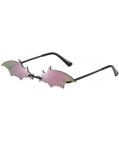 Rectangular Party Sunglasses Irregular Hippie Shades with Colored Lenses Funny Bat Shape Sunglasses - A - C0190LSC8Z6 $45.55