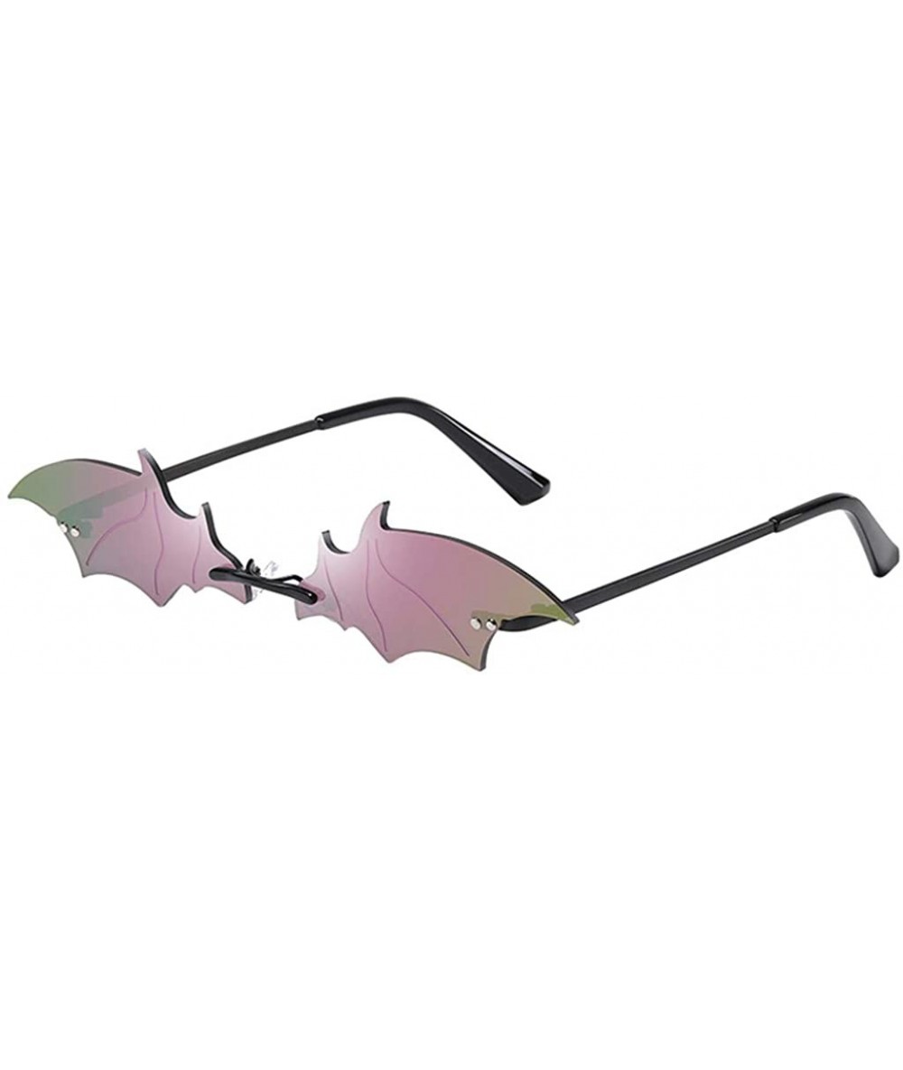 Rectangular Party Sunglasses Irregular Hippie Shades with Colored Lenses Funny Bat Shape Sunglasses - A - C0190LSC8Z6 $45.55