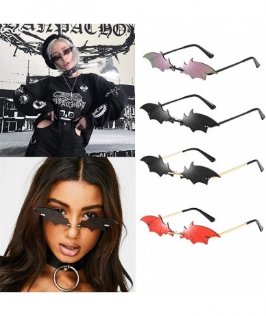 Rectangular Party Sunglasses Irregular Hippie Shades with Colored Lenses Funny Bat Shape Sunglasses - A - C0190LSC8Z6 $45.55