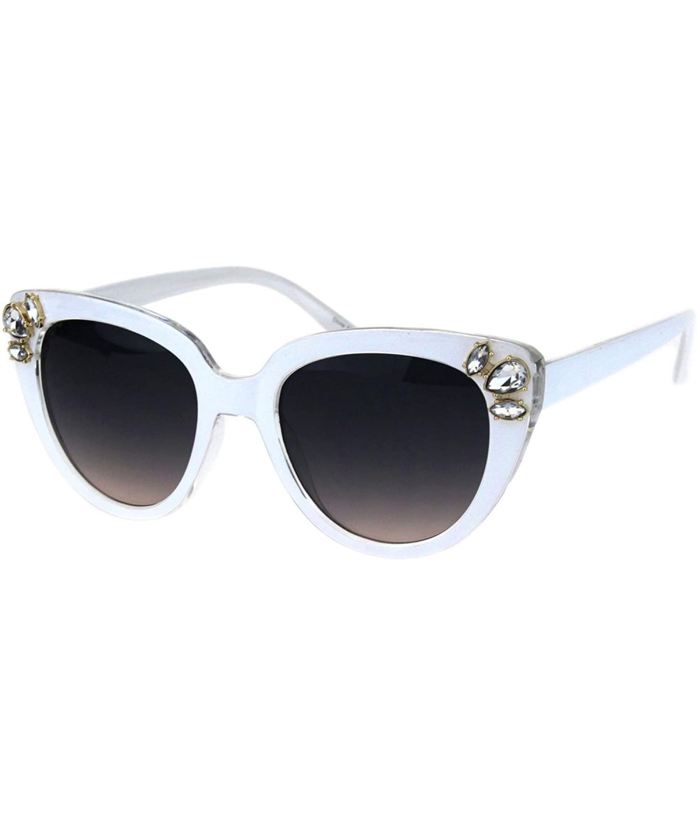 Butterfly Womens Rhinestone Sunglasses Butterfly Cateye Fashion Eyewear UV 400 - White (Smoke Pink) - CN18KL8X5Q3 $20.16