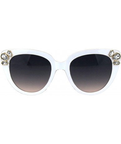 Butterfly Womens Rhinestone Sunglasses Butterfly Cateye Fashion Eyewear UV 400 - White (Smoke Pink) - CN18KL8X5Q3 $20.16