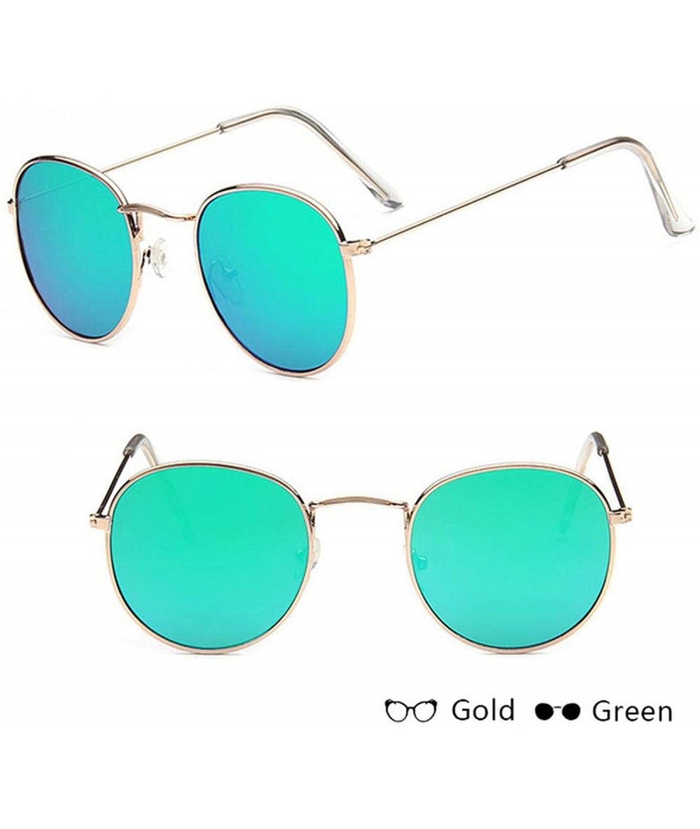 Round 2019 Classic Small Frame Round Sunglasses Women/Men Er Alloy Mirror Sun Glasses Vintage Oculos - Gold Green - C3198A9HQ...