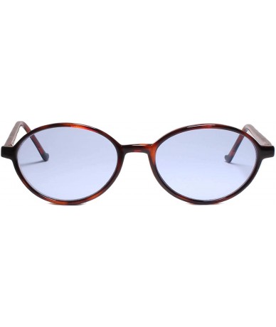 Oval Classic Vintage Retro 90s 00s Indie Round Oval Sunglasses - Blue / Tortoise - CU18YYGQG3I $23.37