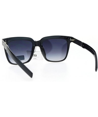 Square Unisex Square Frame Sunglasses Camo Design Metal Plate Temple UV 400 - Black (Smoke) - CL186SUNU7H $19.25