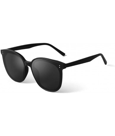 Oversized Fashion Round Sunglasses for Women Men Oversized Vintage Shades - Black Frame Grey Lens - C91960XCZLH $25.46