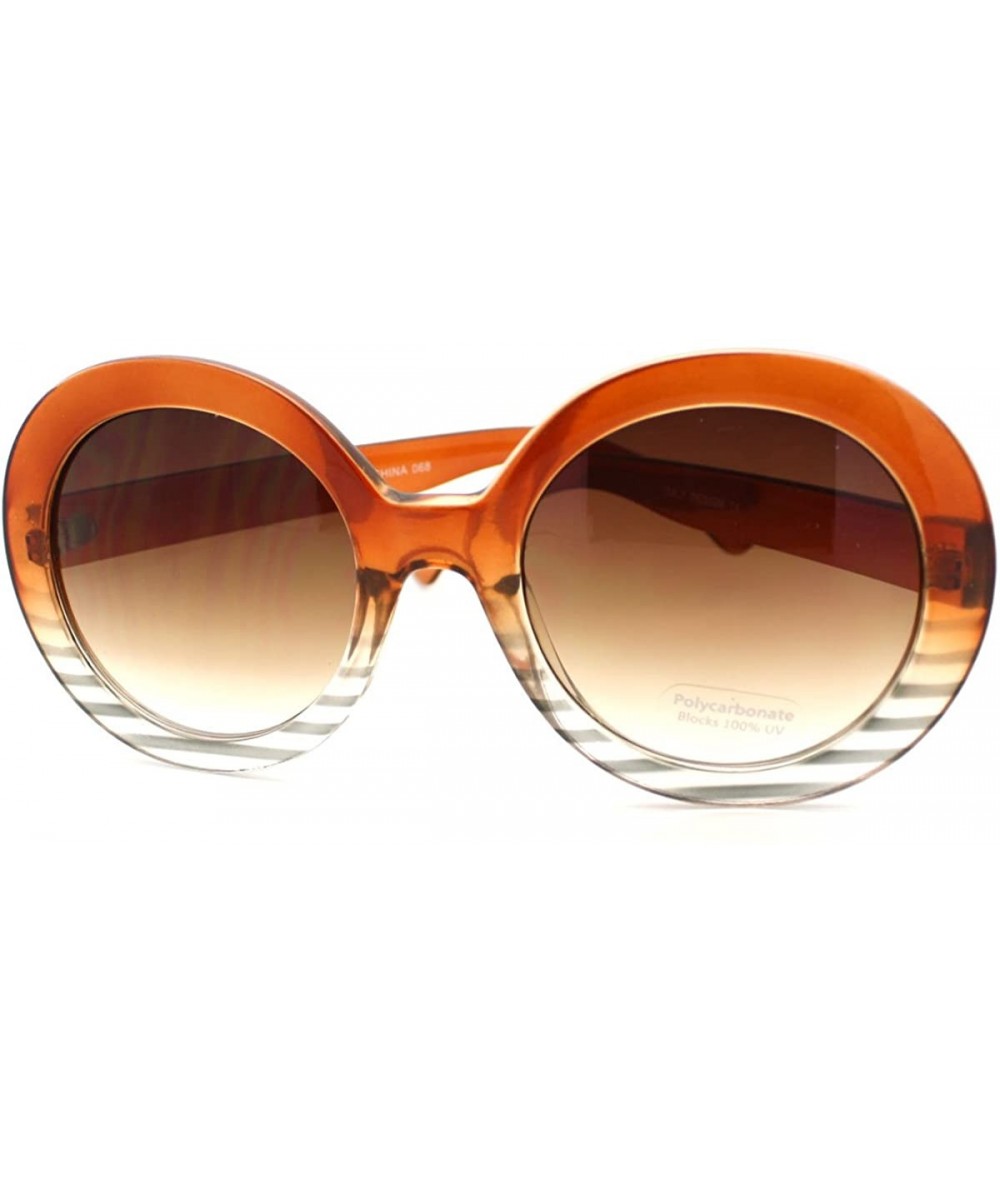 Oversized Womens Fashion Sunglasses Oversize Round Designer Frame - Brown - CA11CDUHEGZ $19.45