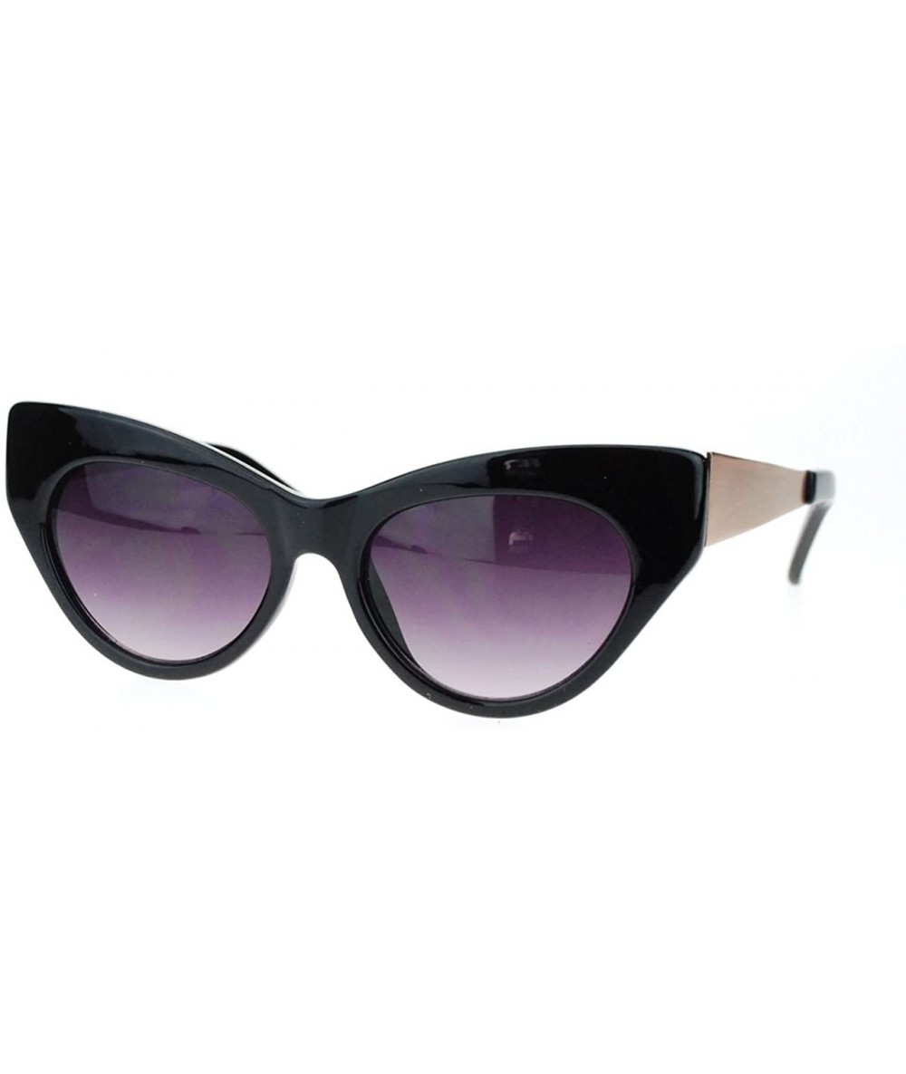 Cat Eye Trendy Runway Fashion Thick Plastic Narrow Cat Eye Sunglasses - Black Gold - C911YNNIX9R $18.00