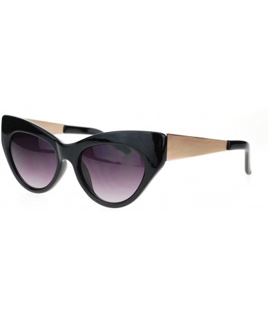 Cat Eye Trendy Runway Fashion Thick Plastic Narrow Cat Eye Sunglasses - Black Gold - C911YNNIX9R $18.00