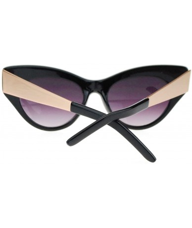 Cat Eye Trendy Runway Fashion Thick Plastic Narrow Cat Eye Sunglasses - Black Gold - C911YNNIX9R $18.00