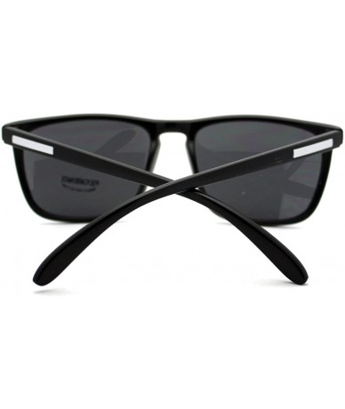 Rectangular Classic Unisex Sunglasses Square Rectangular Thin Plastic Frame - Black Silver - CN121X1R8Z1 $19.66