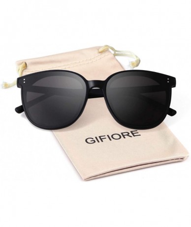 Oversized Fashion Round Sunglasses for Women Men Oversized Vintage Shades - Black Frame Grey Lens - C91960XCZLH $25.46