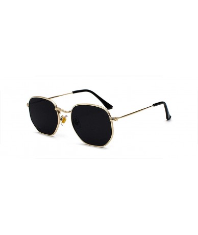 Square Vintage Gold Sunglasses Men Square Metal Frame Silver Brown Black Small Sun Glasses Female Unisex Summer Style - CM197...