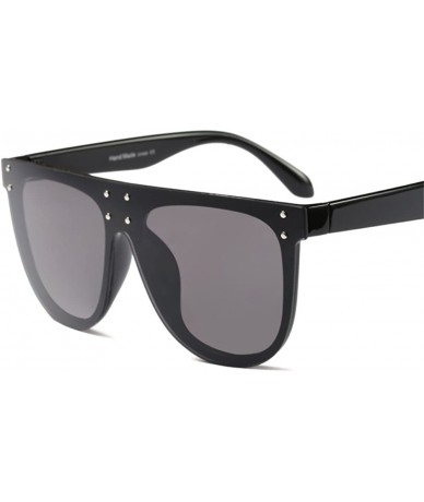 Goggle Designer Women Oversized Flat Top Super Star Sunglasses UV400 Rivet Goggle - Gloss Black - CI188Q8Y6H4 $22.99