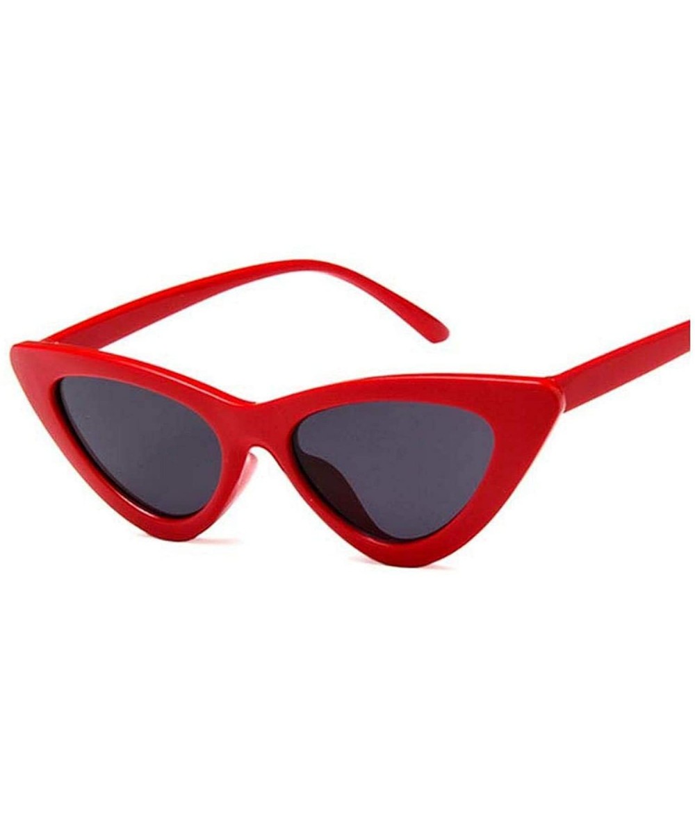 Cat Eye Vintage Cateye Sunglasses Women Sexy Retro Small Cat Eye Sun Glasses Colorful Eyewear Oculos De Sol - Red Gray - CC19...