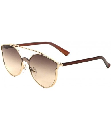 Cat Eye Oceanic Color Flat Top Bar One Piece Shield Lens Sharp Cat Eye Sunglasses - Brown - CW1908730CN $27.42