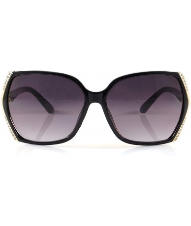 Butterfly Luxury Classic Oversize Jewel Defined Temple Butterfly Sunglasses A234 - Black Black - CS18IQEUX2E $24.55