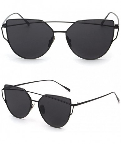 Cat Eye Sunglasses for Women Cat Eye Vintage Sunglasses Retro Mirror Glasses Eyewear - Black - CO18QMZ99O5 $19.23